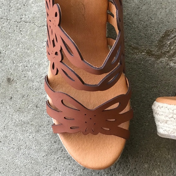 Cherish Tan Laser Espadrille Platform Wedge Sandal - Picture 3 of 11